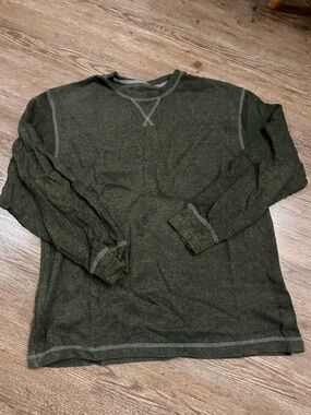 Men's Olive Crewneck Waffle Knit Pullover